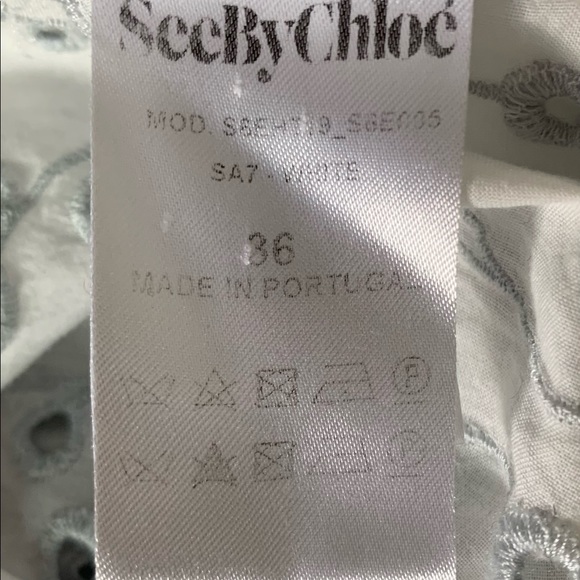 See by Chloe Off The Shoulder Broderie Anglais Blouse Size 6 - Picture 8 of 9